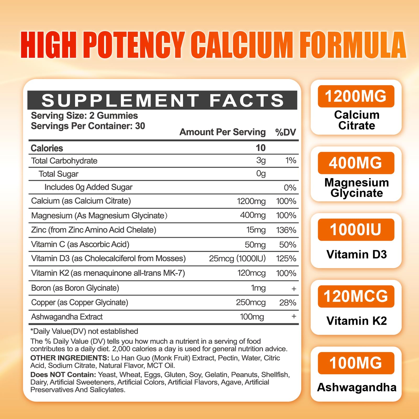 Calcium 1200 mg with Vitamin D3 Gummies for Adults - Calcium Citrate with Vitamin D3 K2, Magnesium, Zinc, Boron, Copper and Ashwagandha - PrimeBioHealth - canada supplements