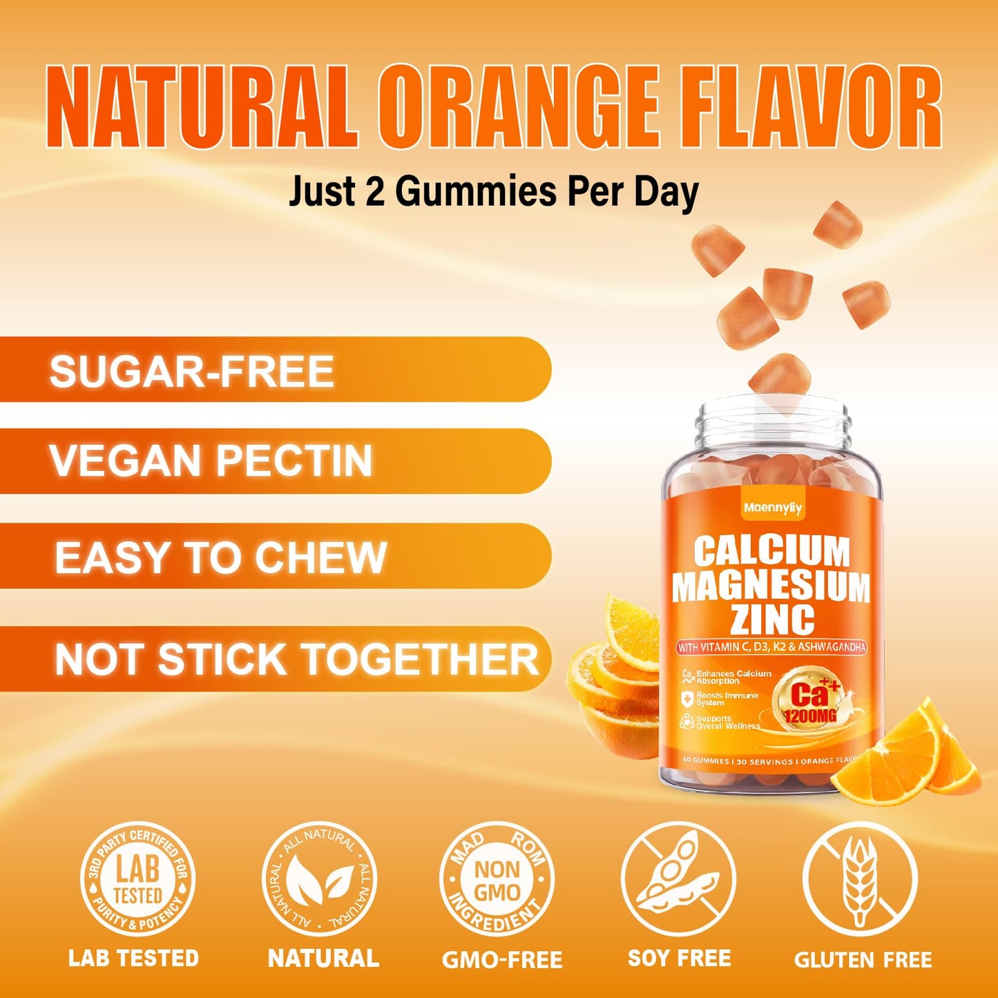 Calcium 1200 mg with Vitamin D3 Gummies for Adults - Calcium Citrate with Vitamin D3 K2, Magnesium, Zinc, Boron, Copper and Ashwagandha - PrimeBioHealth - canada supplements