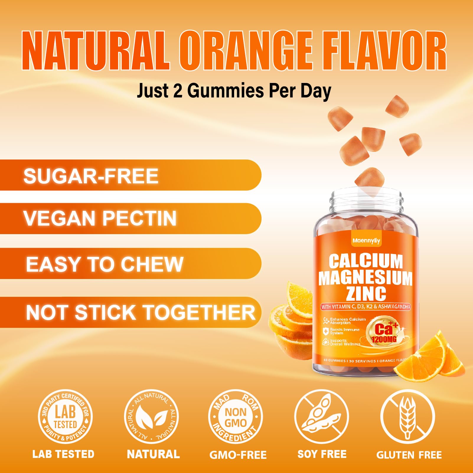 Calcium 1200 mg with Vitamin D3 Gummies for Adults - Calcium Citrate with Vitamin D3 K2, Magnesium, Zinc, Boron, Copper and Ashwagandha - PrimeBioHealth - canada supplements