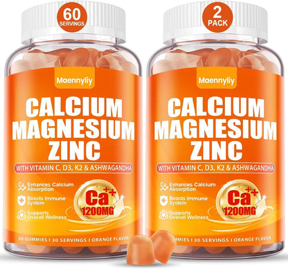 Calcium 1200 mg with Vitamin D3 Gummies for Adults - Calcium Citrate with Vitamin D3 K2, Magnesium, Zinc, Boron, Copper and Ashwagandha - PrimeBioHealth - canada supplements