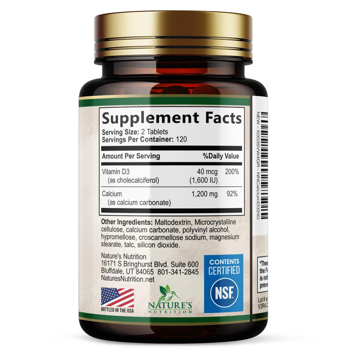 Calcium 1200 mg with Vitamin D3 - Per Serving - Bone Health Supplement - Vitamin D & Calcium Supplements for Women & Men - Bone Strength Support - PrimeBioHealth - canada supplements