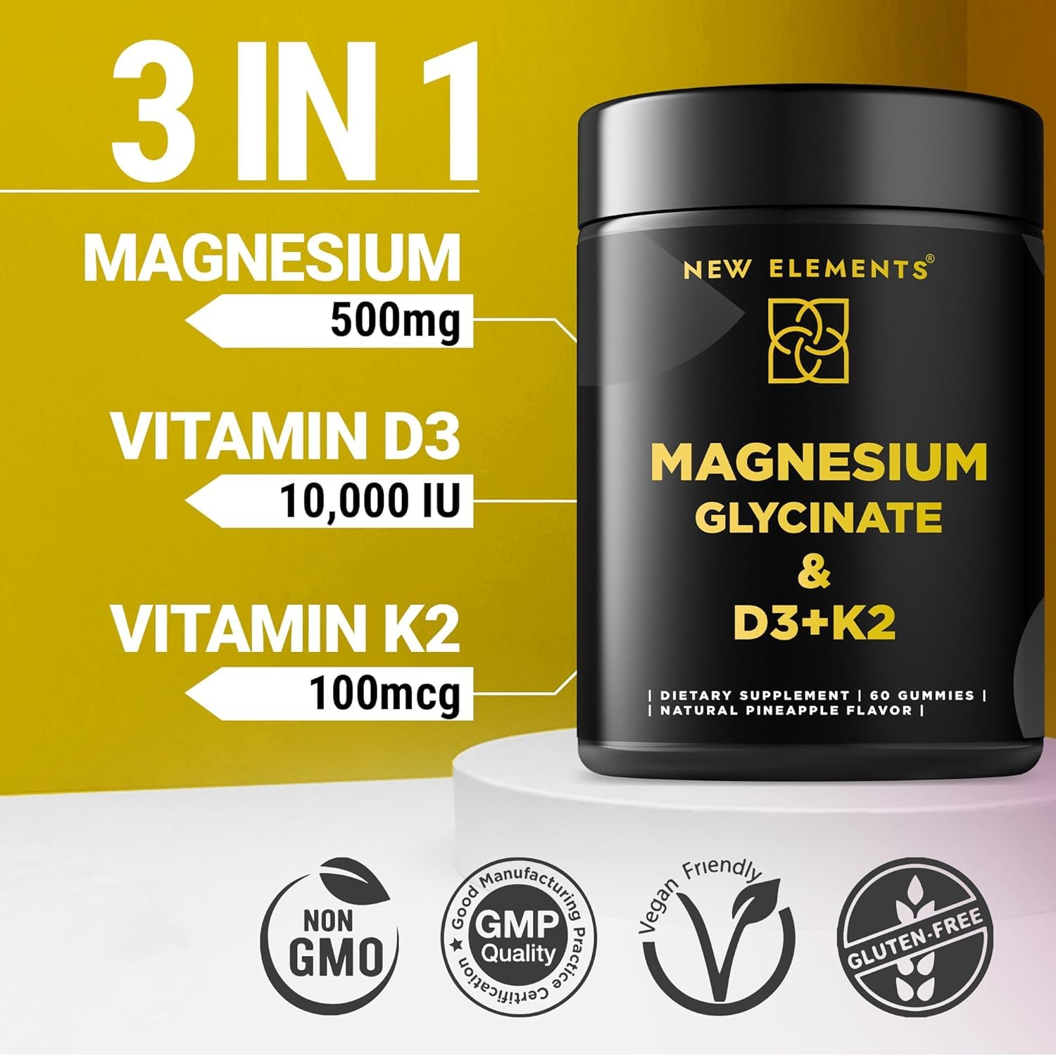 Calm Magnesium Glycinate Gummies 500mg with High-Potency Vitamin D3 10000iu & Vitamin K2 100mcg | Stress Relief, Relaxation & Bone Support for Adults - PrimeBioHealth - canada supplements