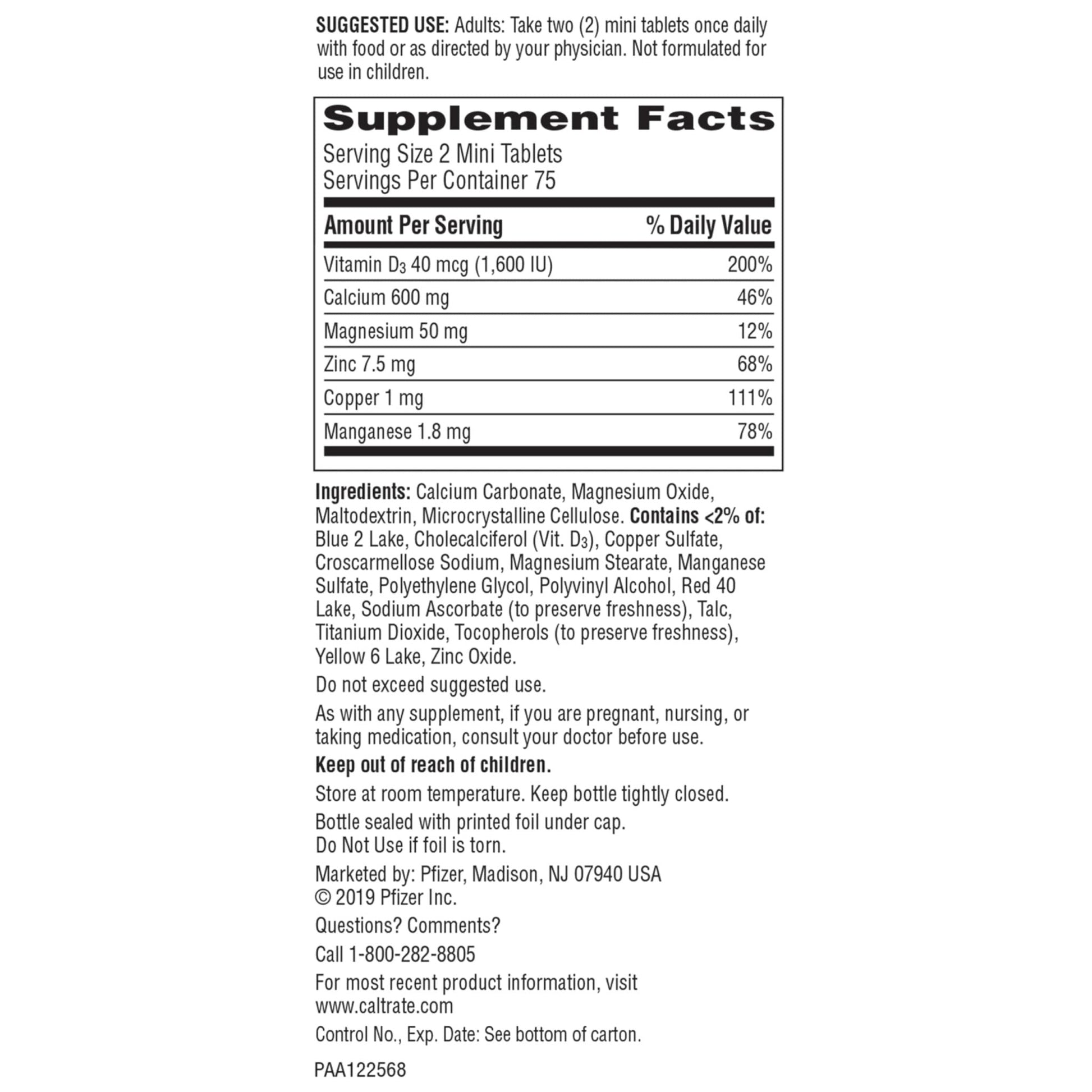 Caltrate Minis 600 Plus D3 Plus Minerals Calcium and Vitamin D Supplement Tablets, Bone Health and Mineral Supplement for Adults - 150 Count - PrimeBioHealth - canada supplements