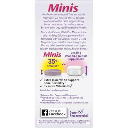 Caltrate Minis 600 Plus D3 Plus Minerals Calcium and Vitamin D Supplement Tablets, Bone Health and Mineral Supplement for Adults - 150 Count - PrimeBioHealth - canada supplements