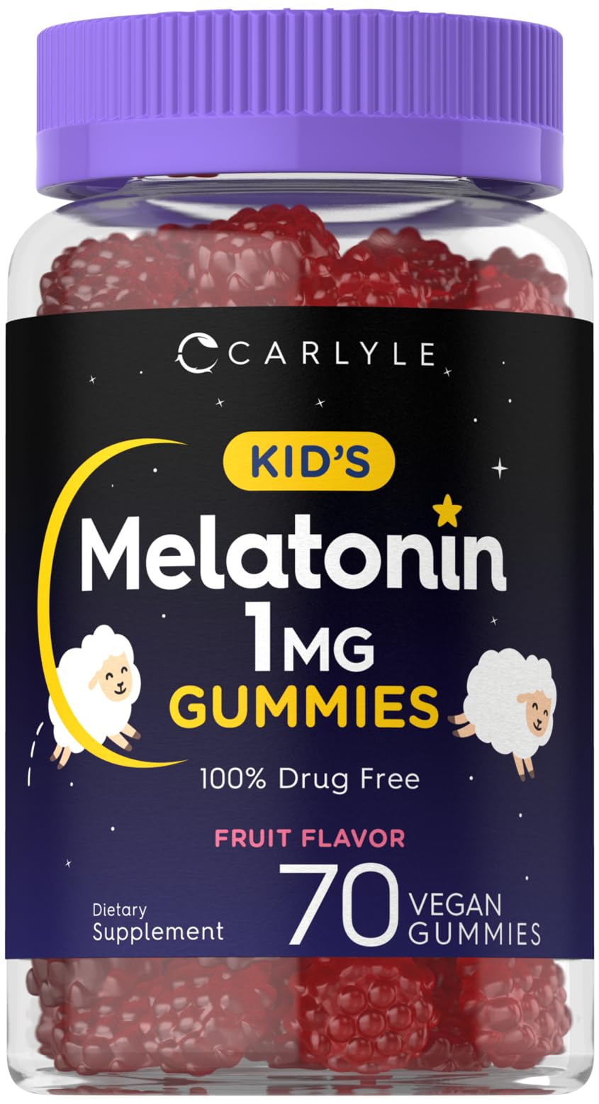 Carlyle Kids Melatonin Gummies | 1 mg 70 Count | Fruit Flavor Gummy | Vegan, Non-GMO, Gluten Free - PrimeBioHealth - canada supplements