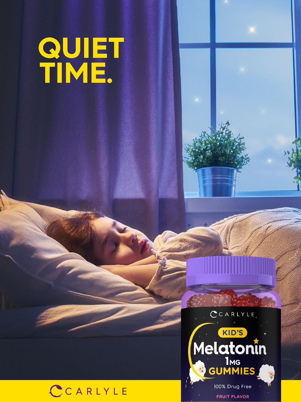 Carlyle Kids Melatonin Gummies | 1 mg 70 Count | Fruit Flavor Gummy | Vegan, Non-GMO, Gluten Free - PrimeBioHealth - canada supplements