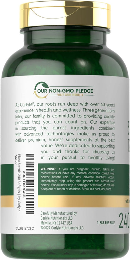 Carlyle Plant Sterols Supplement 1200 mg | 240 Softgels | with Beta Sitosterol | Non-GMO & Gluten Free - PrimeBioHealth - canada supplements