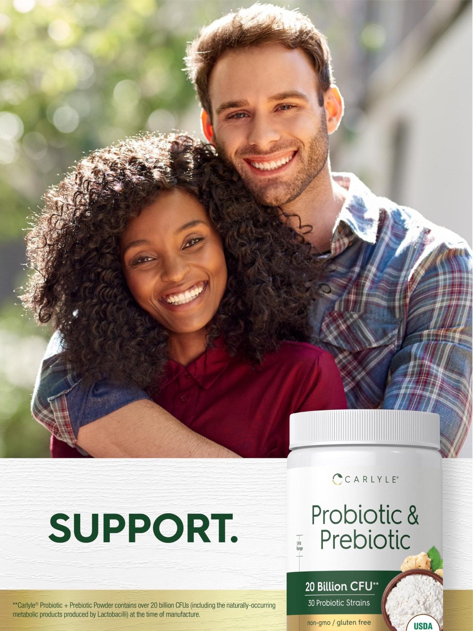 Carlyle Probiotic and Prebiotic Powder | 20 Billion CFU | 4.76 oz | Organic Fiber Blend | for Women and Men | Vegetarian, Non-GMO, - PrimeBioHealth - canada supplements