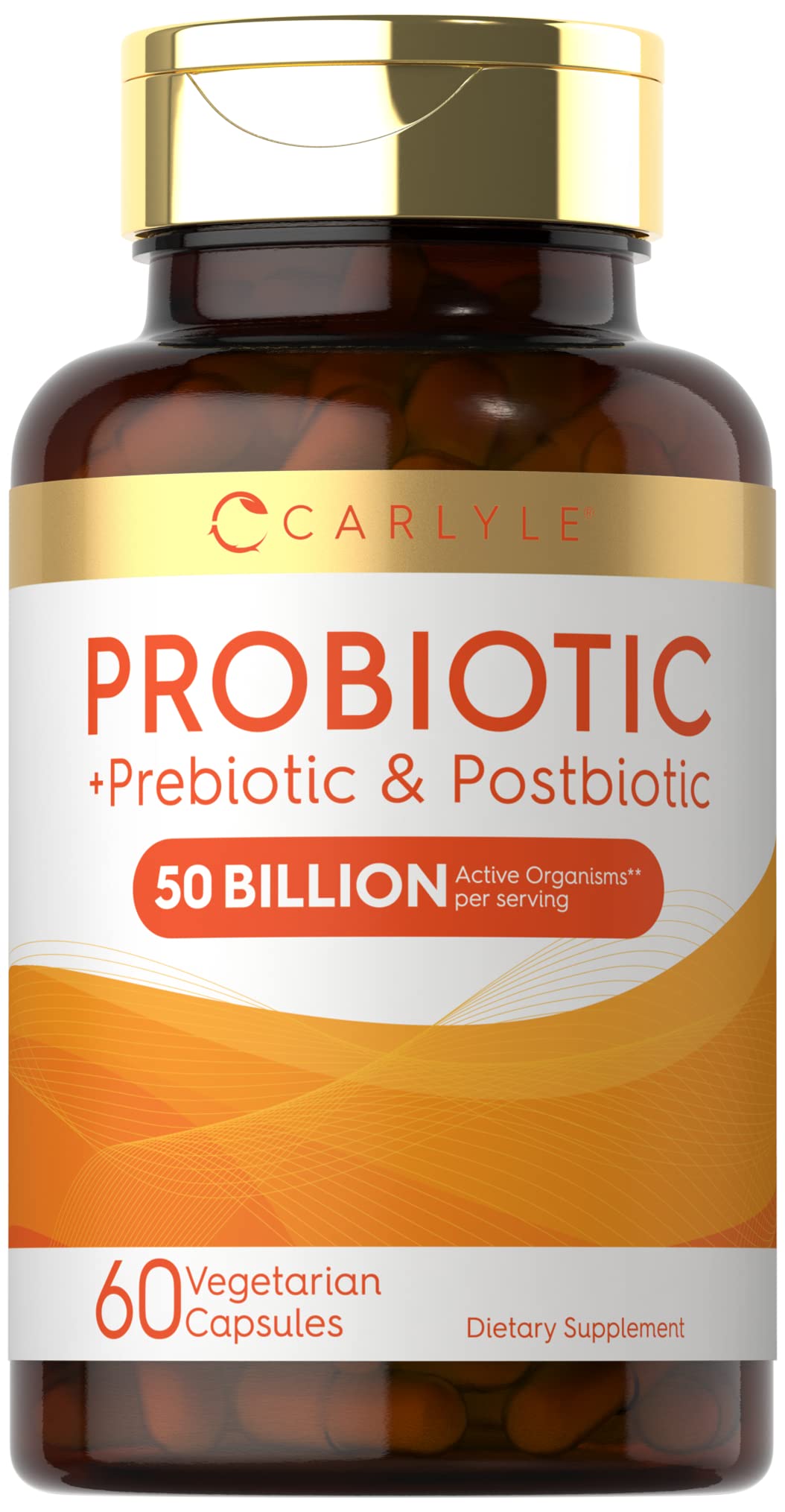 Carlyle Probiotic for Women and Men | 50 Billion CFU | 60 Capsules | Plus Prebiotic and Postbiotic | Complex Supplement | Vegetarian, Non-GMO, and Gluten Free - PrimeBioHealth - canada supplements