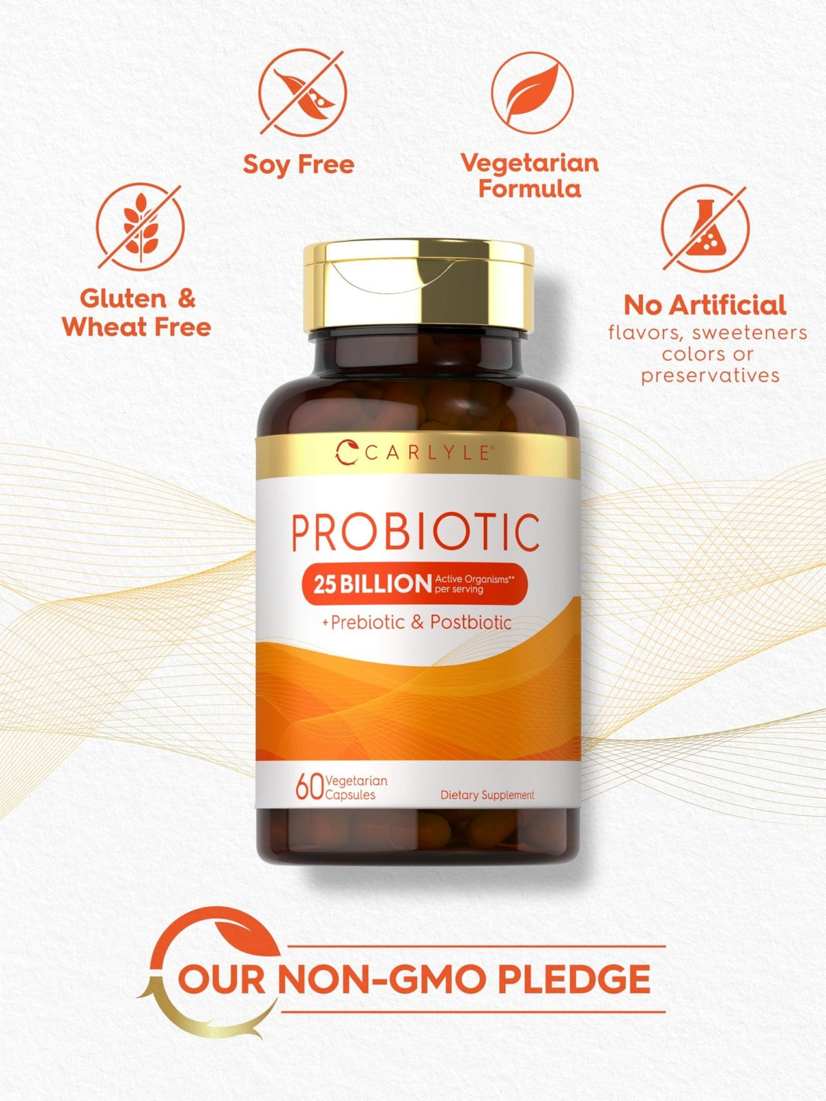 Carlyle Probiotic with Prebiotics & Postbiotics | 25 Billion CFU | 60 Capsules | Supplement for Women & Men | Powder Pills - PrimeBioHealth - canada supplements
