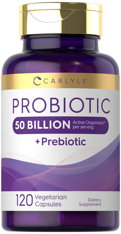 Carlyle Probiotics with Prebiotics | 120 Capsules | 50 Billion Active Organisms | Non-GMO & Gluten Free Supplement - PrimeBioHealth - canada supplements