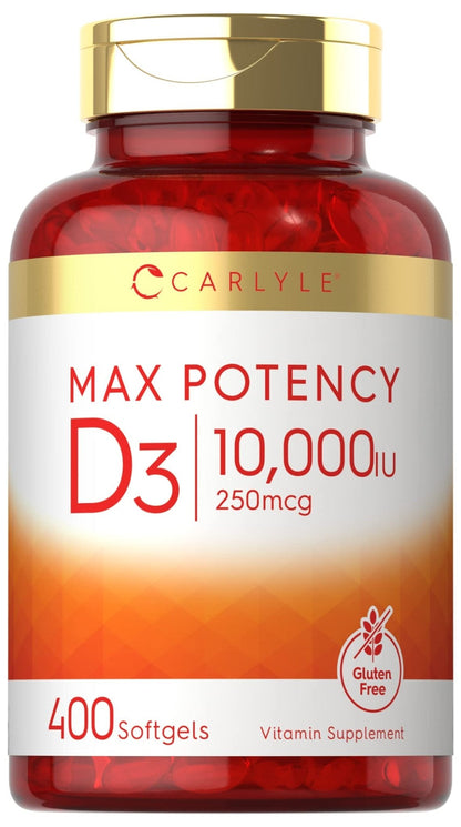 Carlyle Vitamin D 10000 IU 400 Softgels | Value Size | Max Potency | Non-GMO, Gluten Free Supplement - PrimeBioHealth - canada supplements