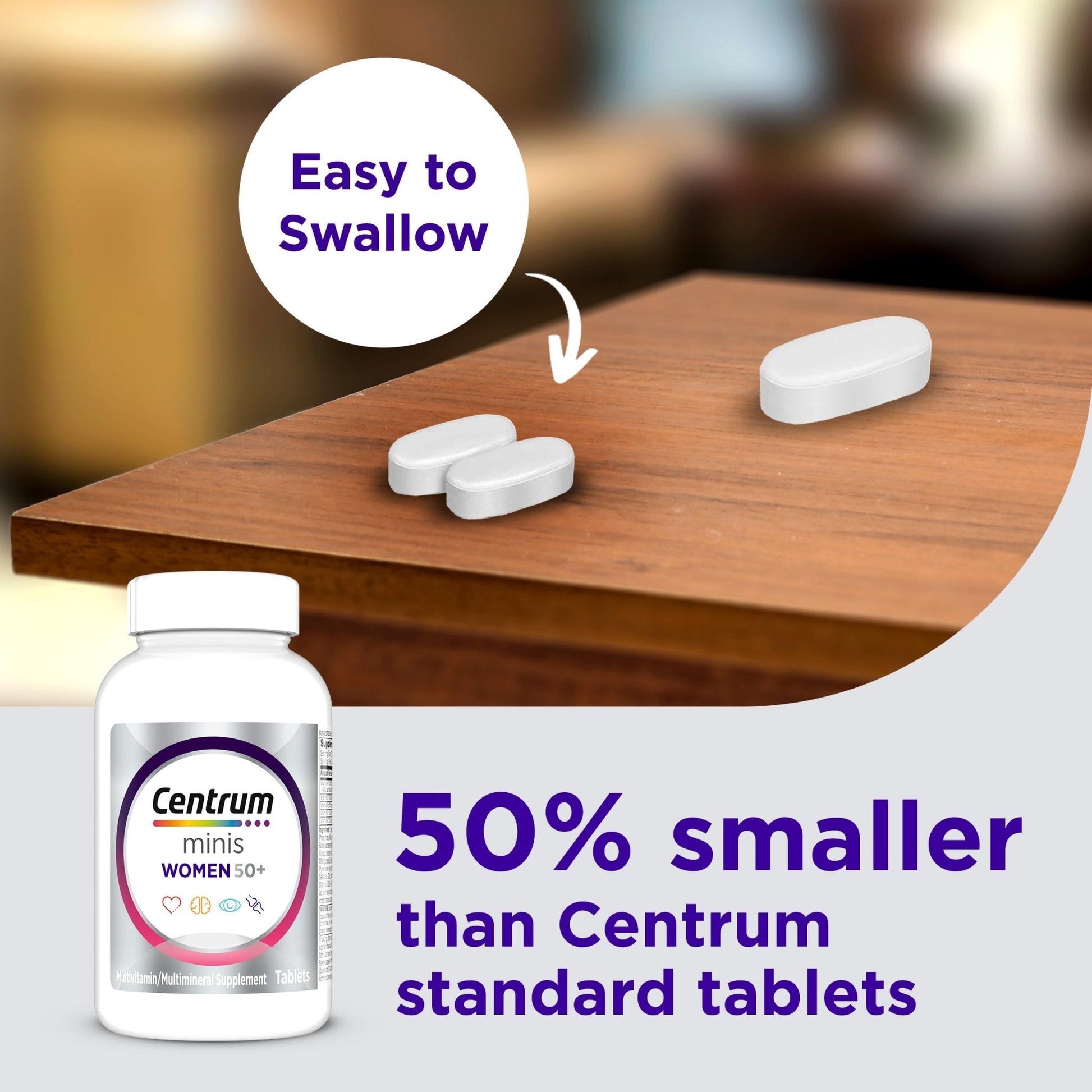 Centrum Minis Silver Women's Multivitamin for Women 50 Plus, Multimineral Supplement with Vitamin D3, B Vitamins, Non-GMO Ingredients - PrimeBioHealth - canada supplements