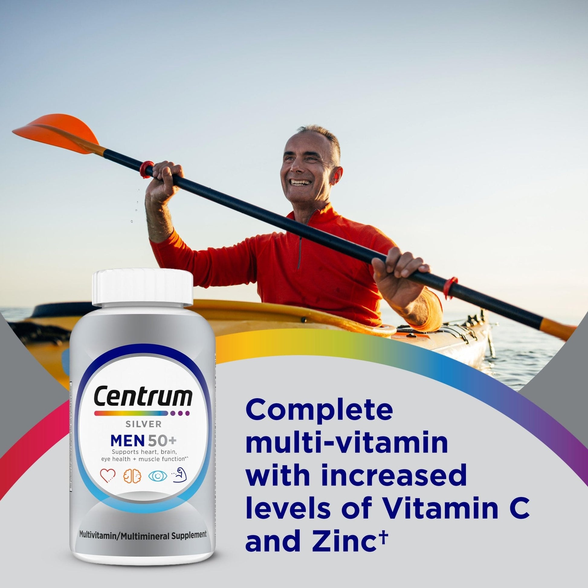 Centrum Silver Men's 50+ Multivitamin with Vitamin D3, B-Vitamins, Zinc for Memory and Cognition - 200 Tablets - PrimeBioHealth - canada supplements
