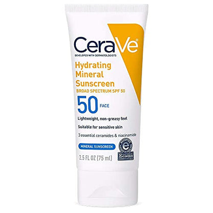 CeraVe 100% Mineral Sunscreen SPF 50, Face sunscreen With Zinc Oxide & Titanium Dioxid - PrimeBioHealth - canada supplements