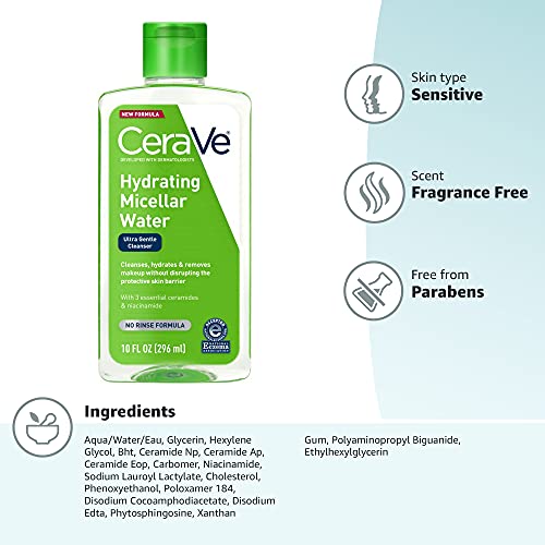 CeraVe Micellar Water, Hydrating Facial Cleanser & Eye Makeup Remover with Niacinamide, Ceramides & Glycerin - PrimeBioHealth - canada supplements
