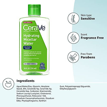 CeraVe Micellar Water, Hydrating Facial Cleanser & Eye Makeup Remover with Niacinamide, Ceramides & Glycerin - PrimeBioHealth - canada supplements