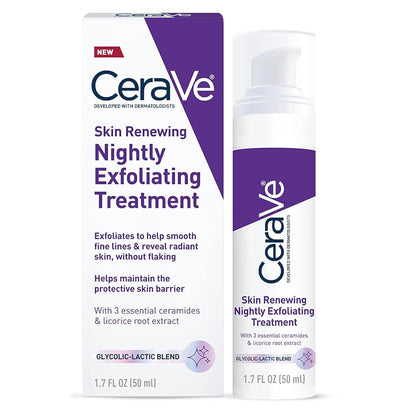 CeraVe Skin Renewing Nightly Exfoliating Treatment, Anti Aging Serum With 5% Blend Of Glycolic Acid & Lactic Acid - PrimeBioHealth - canada supplements