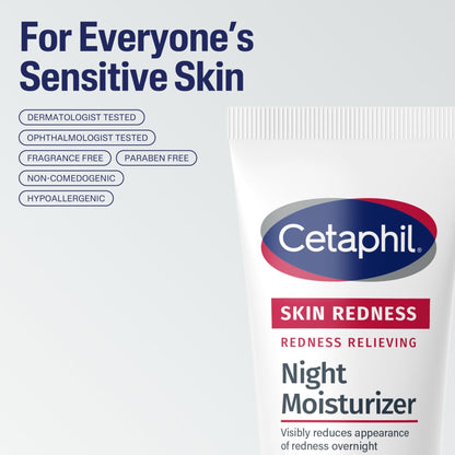 Cetaphil Night Cream, Redness Relieving Night Moisturizer for Face, 1.7 fl oz, For Dry, Redness-Prone Skin, Hypoallergenic, Fragrance Free - PrimeBioHealth - canada supplements