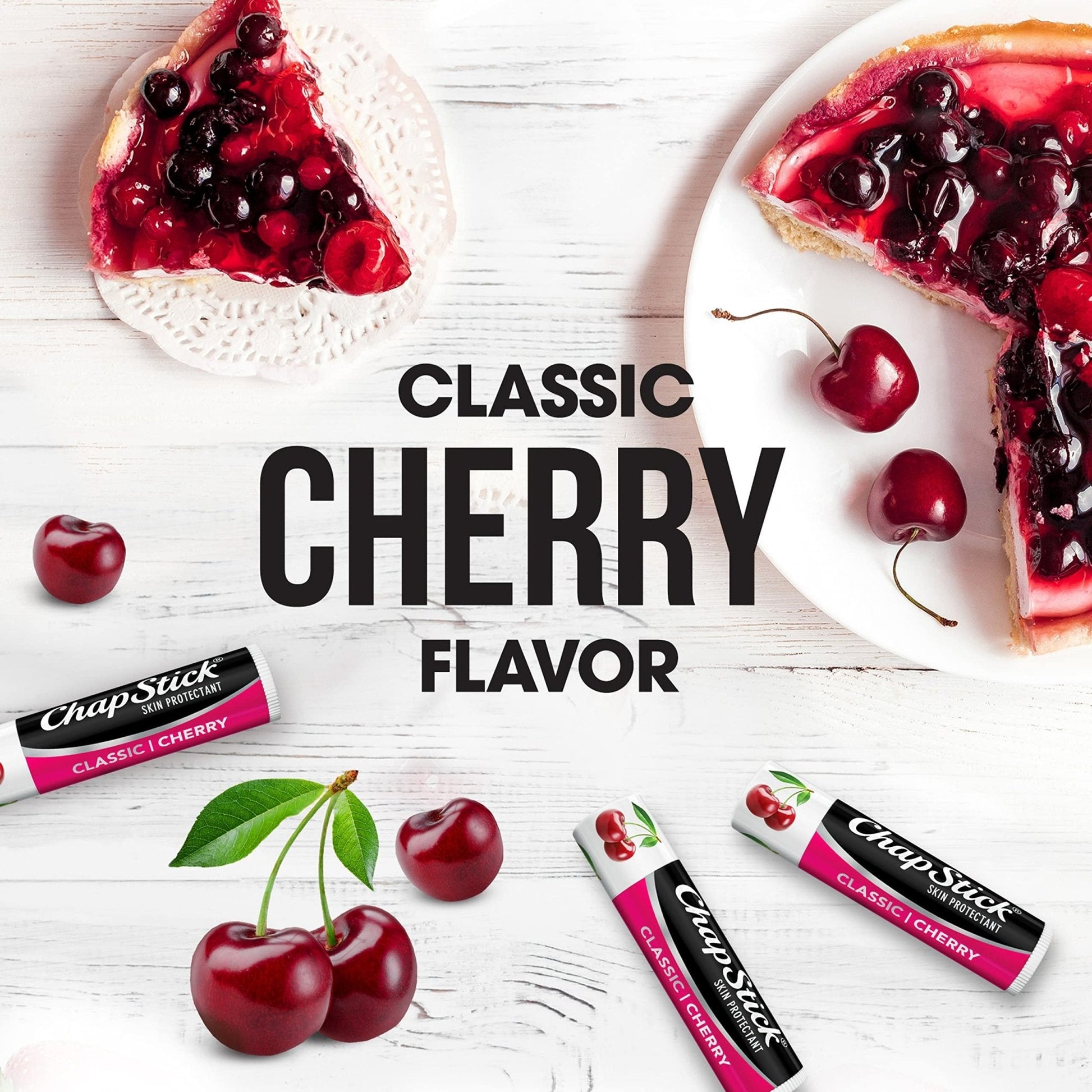 ChapStick Classic Skin Protectant Flavored Lip Balm Tube, Cherry Flavor, 0.15 Ounce (Pack of 3) - PrimeBioHealth - canada supplements