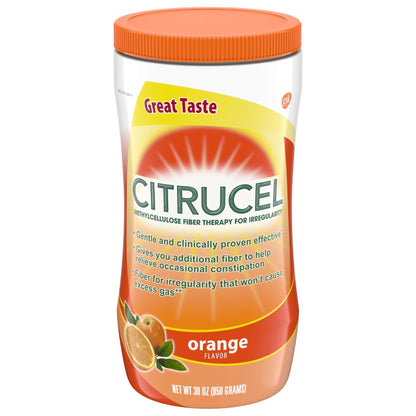 CITRUCEL Fiber Powder for Occasional Constipation Relief, Methylcellulose Fiber Powder, Orange Flavor - 30 Ounces - PrimeBioHealth - canada supplements