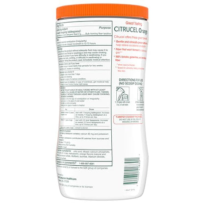CITRUCEL Fiber Powder for Occasional Constipation Relief, Methylcellulose Fiber Powder, Orange Flavor - 30 Ounces - PrimeBioHealth - canada supplements