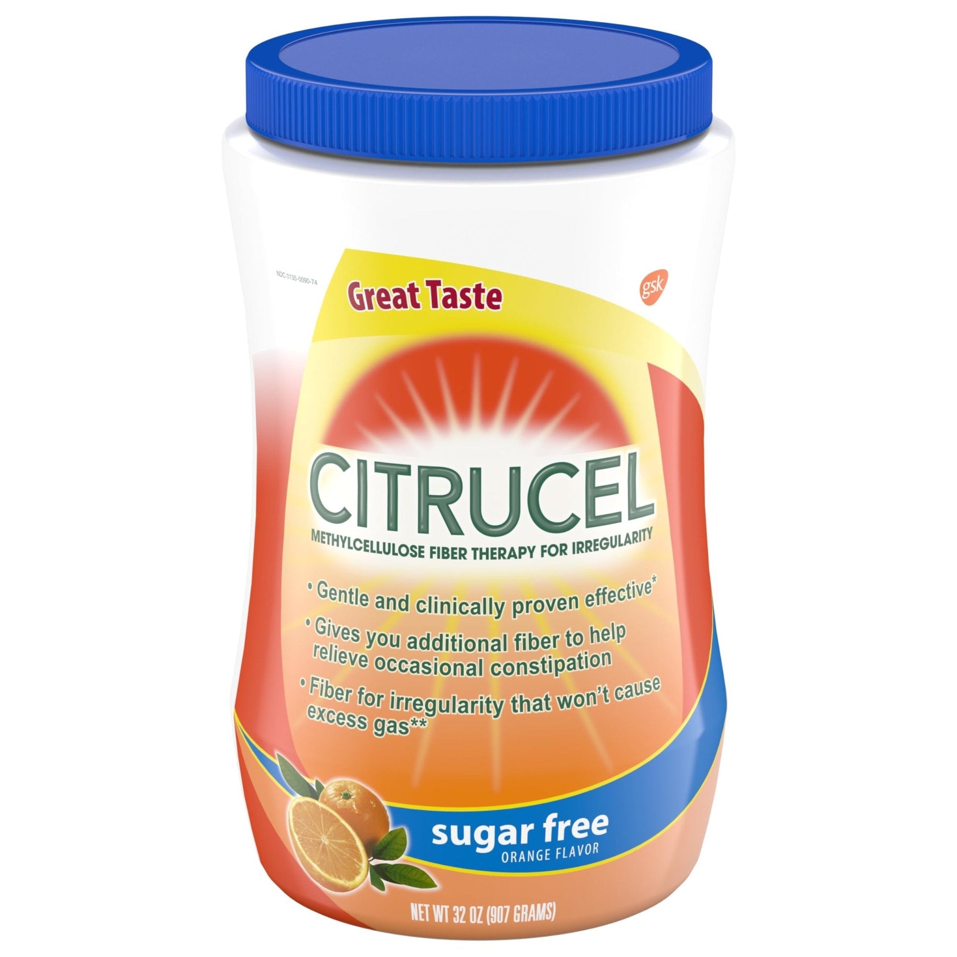 CITRUCEL Sugar Free Fiber Powder for Occasional Constipation Relief, Methylcellulose Fiber Powder, Orange Flavor - 32 Ounces - PrimeBioHealth - canada supplements