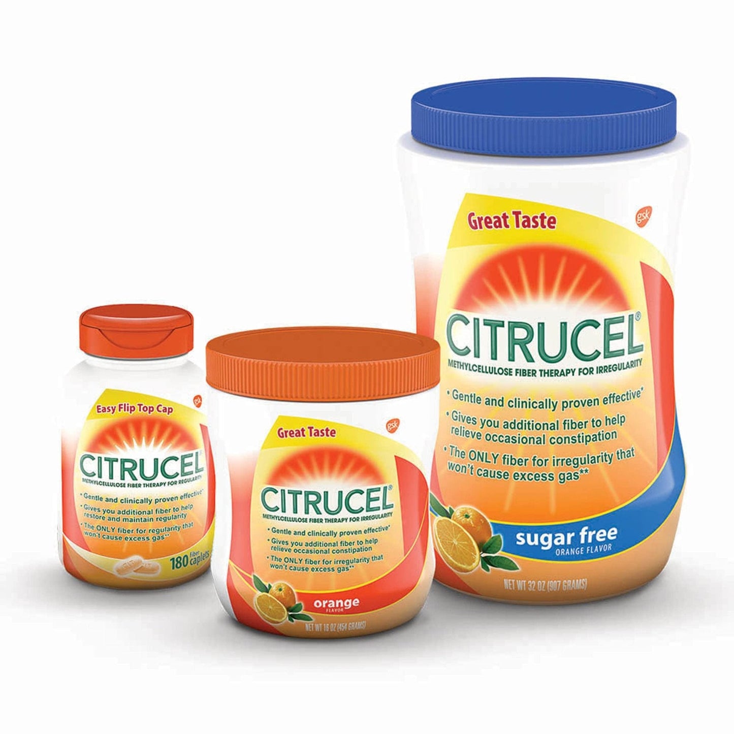 CITRUCEL Sugar Free Fiber Powder for Occasional Constipation Relief, Methylcellulose Fiber Powder, Orange Flavor - 32 Ounces - PrimeBioHealth - canada supplements