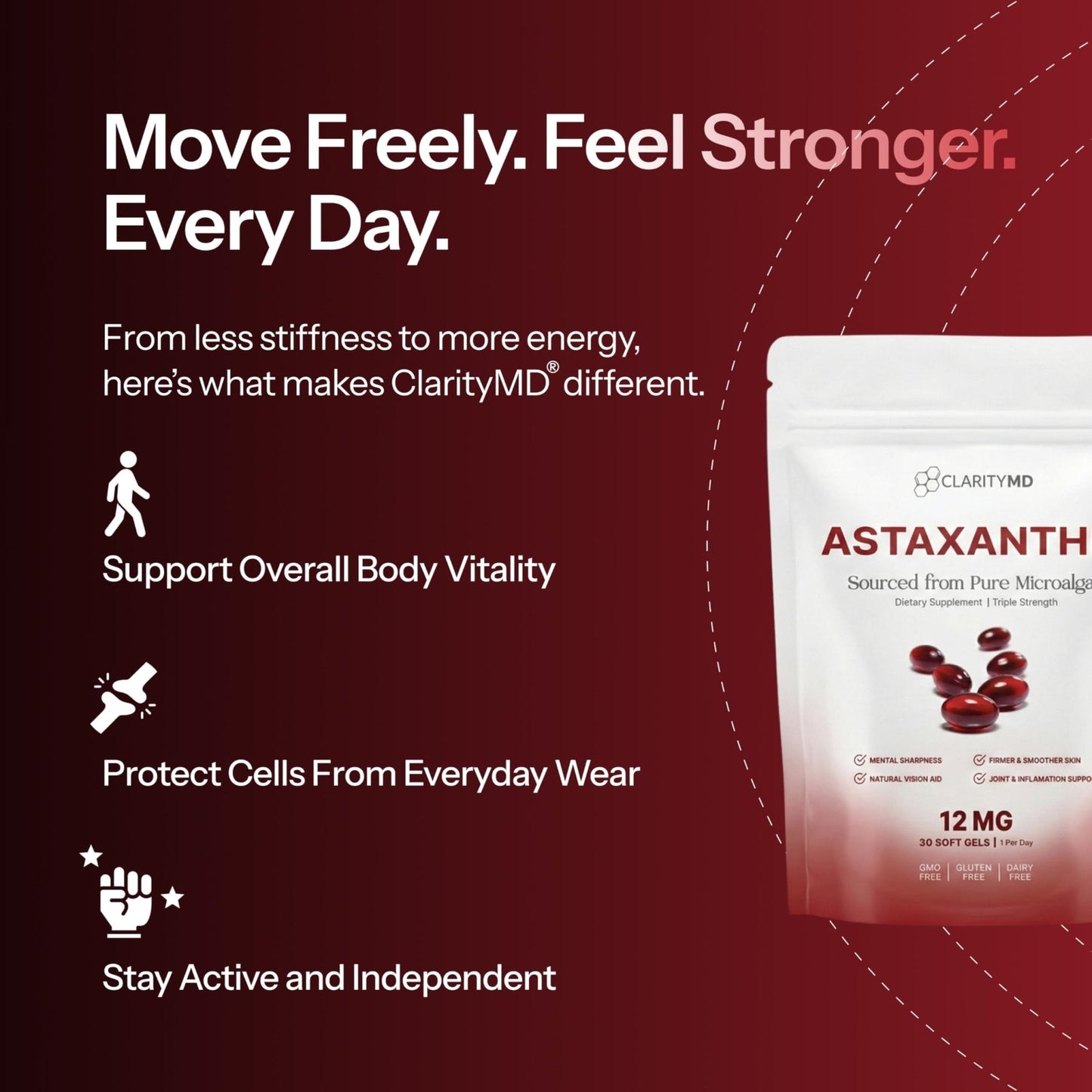 ClarityMD Astaxanthin 12mg Antioxidants Supplement – Natural Microalgae Source – Lipid-Based Softgel for Enhanced Absorption – Cognitive - PrimeBioHealth - canada supplements