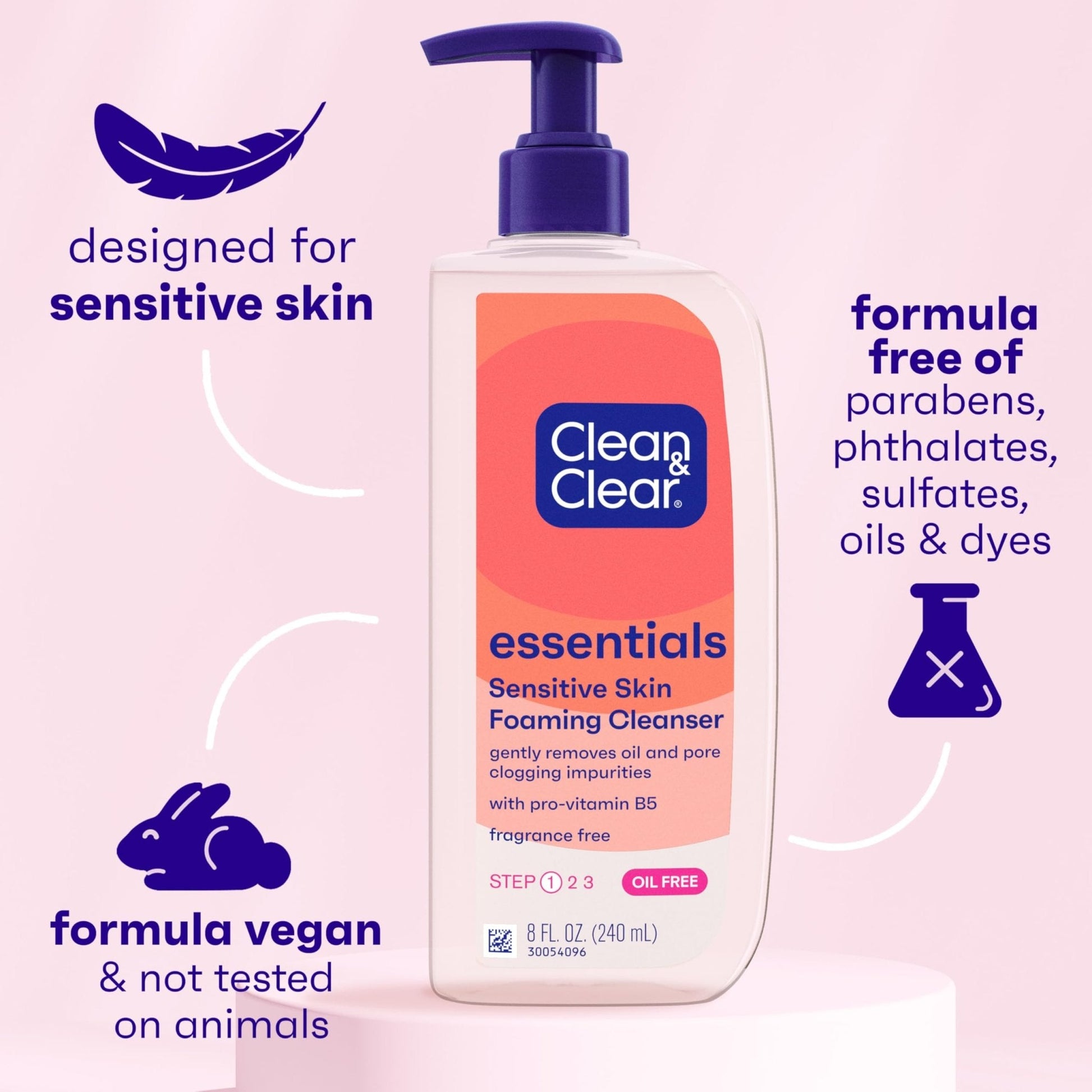 Clean & Clear Essentials Oil-Free Foaming Facial Cleanser, Daily Foaming Face Wash with Pro-Vitamin B5 for Sensitive Skin - PrimeBioHealth - canada supplements