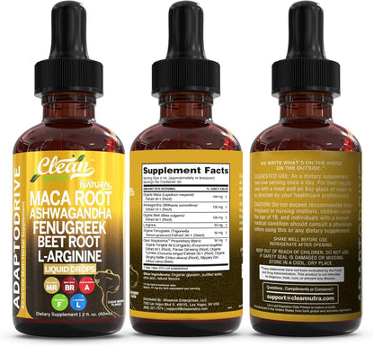 Clean Nutra Organic Maca Root Liquid Drops with Ashwagandha, Fenugreek, Beet Root and L-Arginine Liquid Multivitamin - PrimeBioHealth - canada supplements