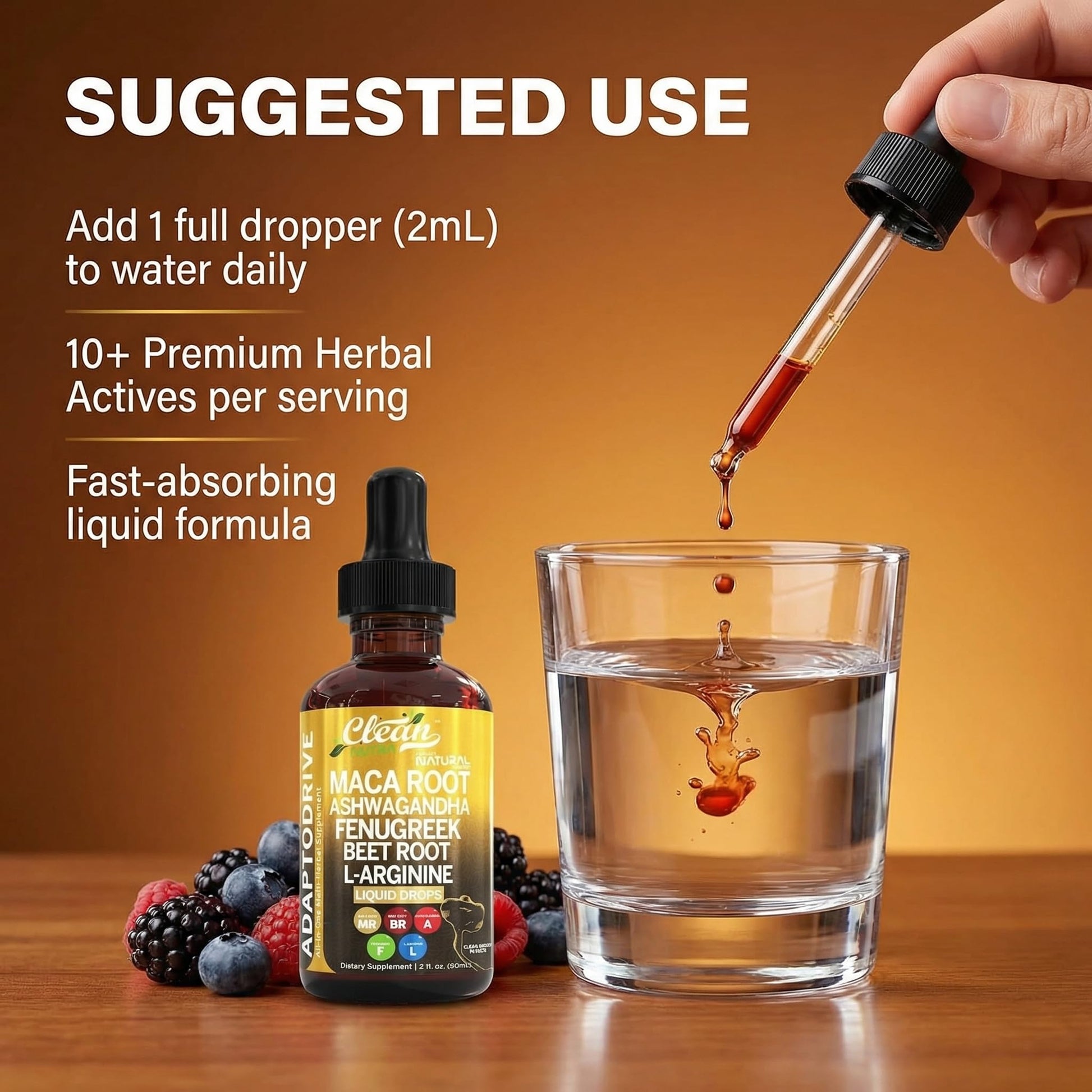 Clean Nutra Organic Maca Root Liquid Drops with Ashwagandha, Fenugreek, Beet Root and L-Arginine Liquid Multivitamin - PrimeBioHealth - canada supplements