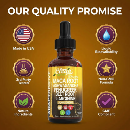 Clean Nutra Organic Maca Root Liquid Drops with Ashwagandha, Fenugreek, Beet Root and L-Arginine Liquid Multivitamin - PrimeBioHealth - canada supplements