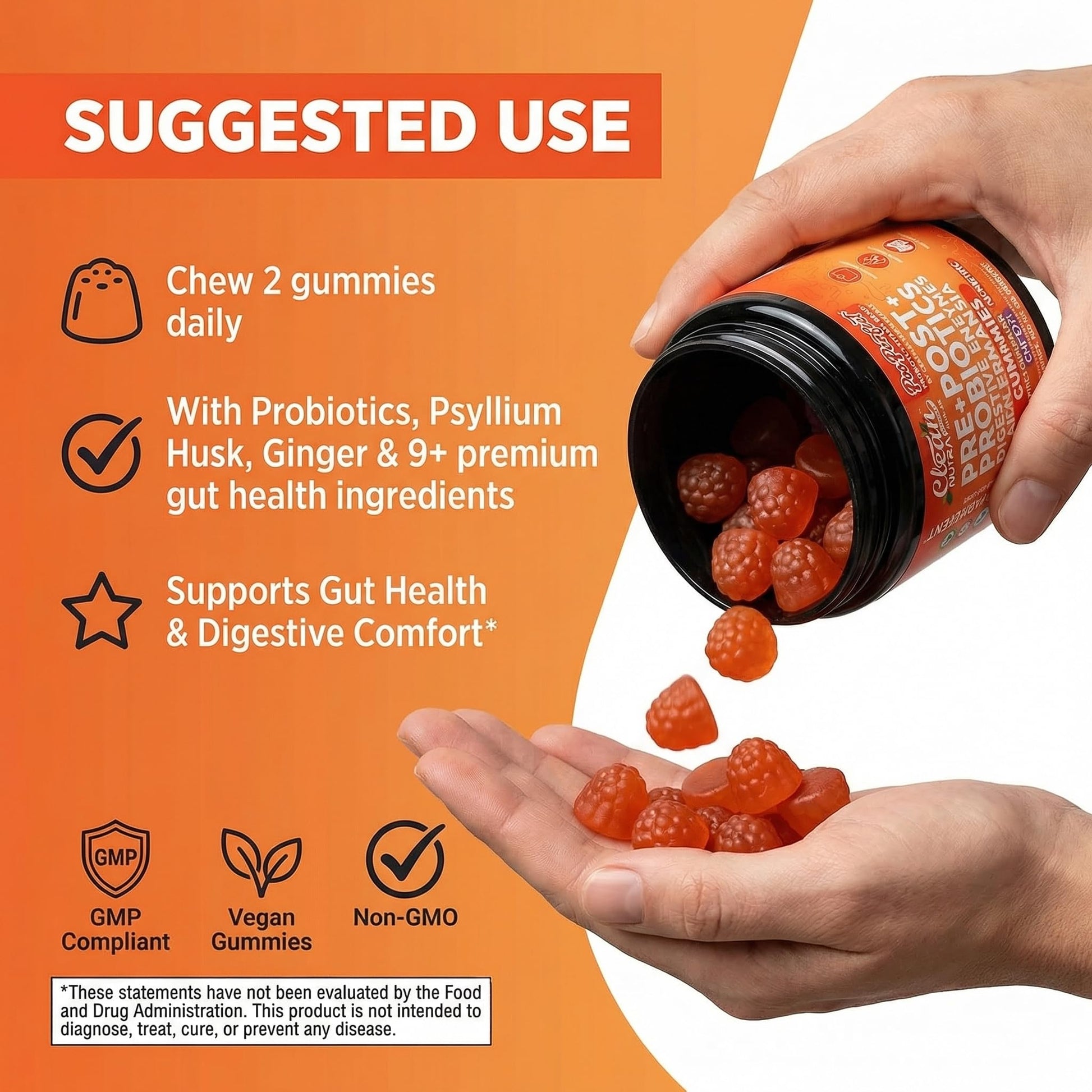 Clean Nutra Prebiotic Postbiotic Digestive Enzymes Gummies with Chicory Root, Boswellia Serrata, Turmeric, and Akkermansia | Pre+Post Probiotics Supplement - PrimeBioHealth - canada supplements