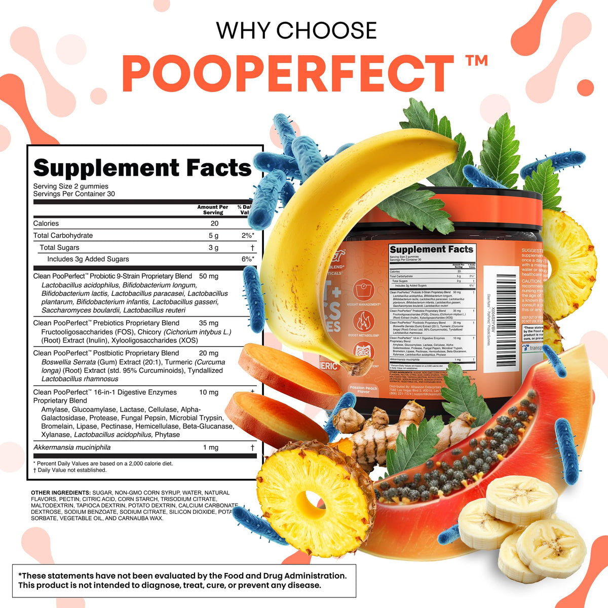 Clean Nutra Prebiotic Postbiotic Digestive Enzymes Gummies with Chicory Root, Boswellia Serrata, Turmeric, and Akkermansia | Pre+Post Probiotics Supplement - PrimeBioHealth - canada supplements
