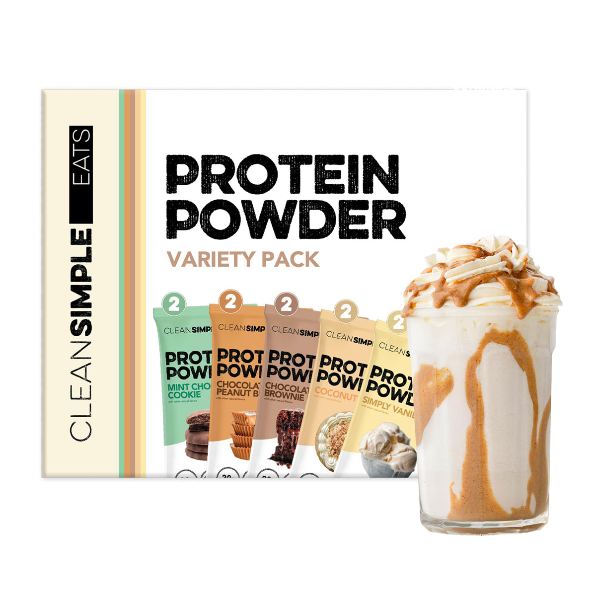 Clean Simple Eats Whey Protein Powder, Variety Pack, Naturally Sweetened Flavors, 100% Grass Fed Protein Powder with Digestive Enzymes & No Artificial Ingredients - PrimeBioHealth - canada supplements