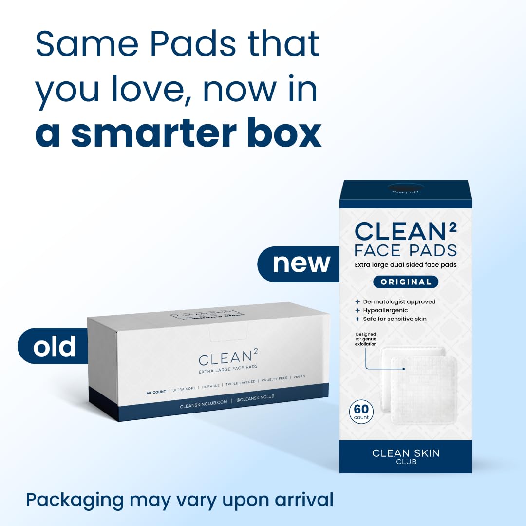 Clean Skin Club Clean² Pads 2.0 [NEW & Improved Edges] Guaranteed Not to Shed & Tear, Unique Triple Layers, Textured Side & Ultra Soft Side - PrimeBioHealth - canada supplements