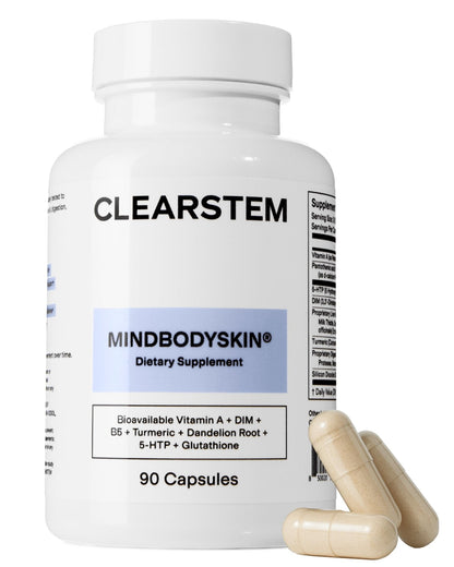 CLEARSTEM - MINDBODYSKIN Hormonal Acne Supplement (5-HTP) - Natural DIM Supplement - Skin Care Vitamins - Hormone Balance, Antioxidants - Gluten Free, - PrimeBioHealth - canada supplements