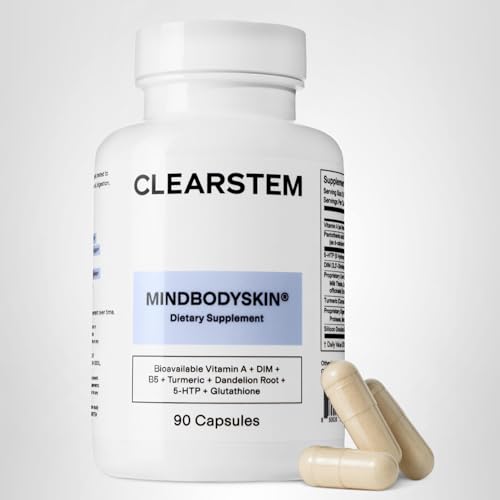 CLEARSTEM - MINDBODYSKIN Hormonal Acne Supplement (5-HTP) - Natural DIM Supplement - Skin Care Vitamins - Hormone Balance, Antioxidants - Gluten Free, - PrimeBioHealth - canada supplements