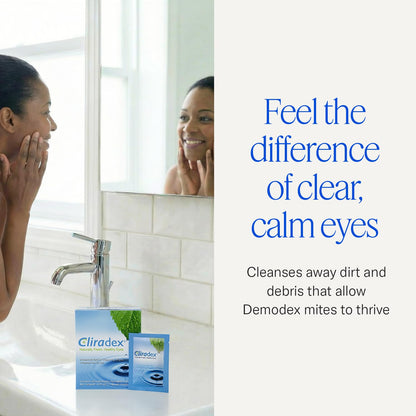 Cliradex Towelettes - Natural Face, Eyelash & Eyelid Cleanser - Wipes for Demodex, Blepharitis, Mgd and Red Irritated Eye Lid - PrimeBioHealth - canada supplements