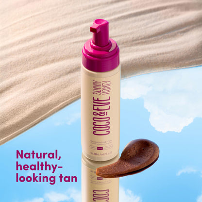 Coco & Eve Sunny Honey Self Tanner Foam - (Medium) Fast Drying, Streak-Free Sunless Tanning Mousse, Tropically Scented Lightweight Natural Looking Tan - PrimeBioHealth - canada supplements