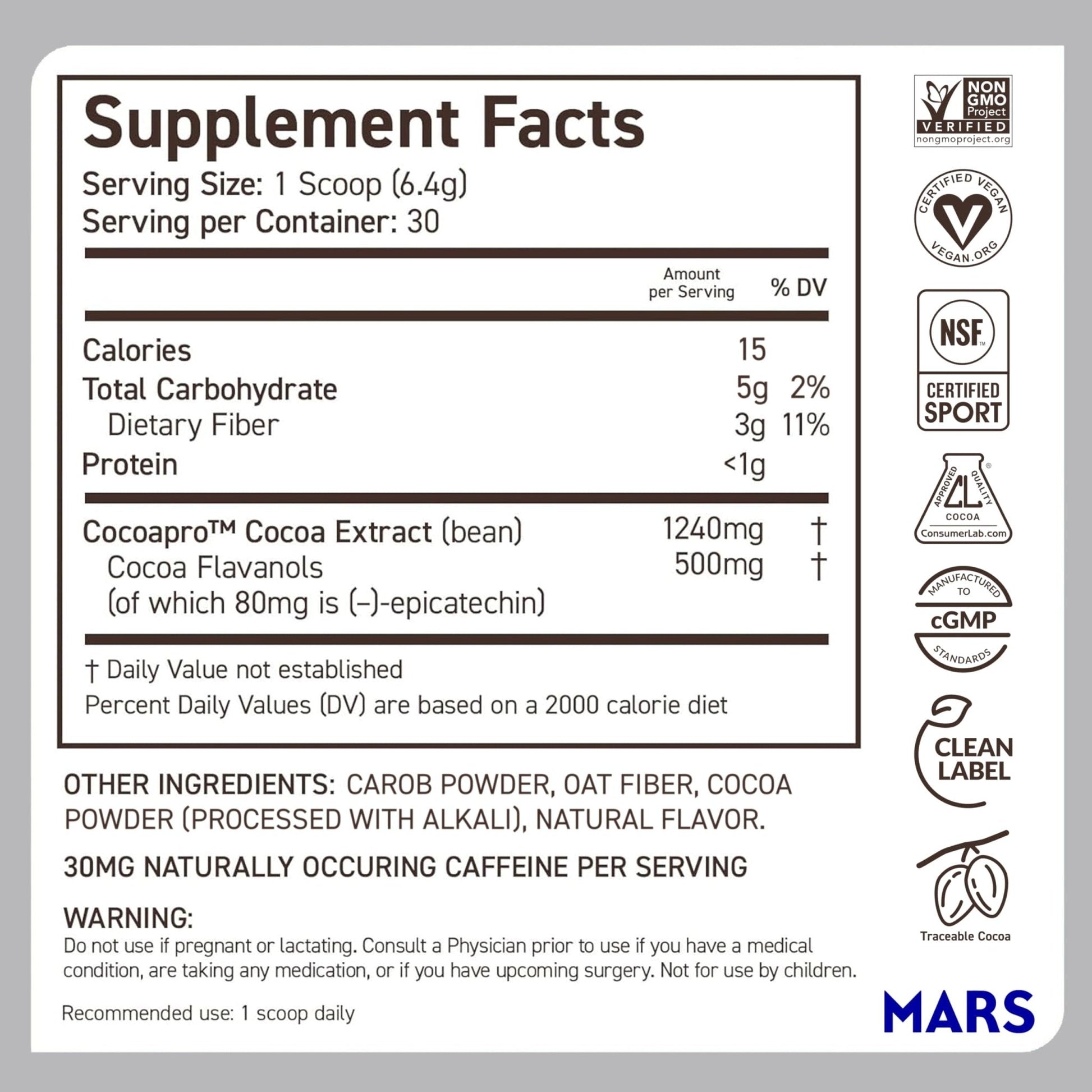 CocoaVia Cocoa Flavanols 500mg – Heart and Brain Support, High Flavanol Cocoa Extract, Boosts Nitric Oxide, Blood Circulation and Memory, Preworkout, Vegan - PrimeBioHealth - canada supplements