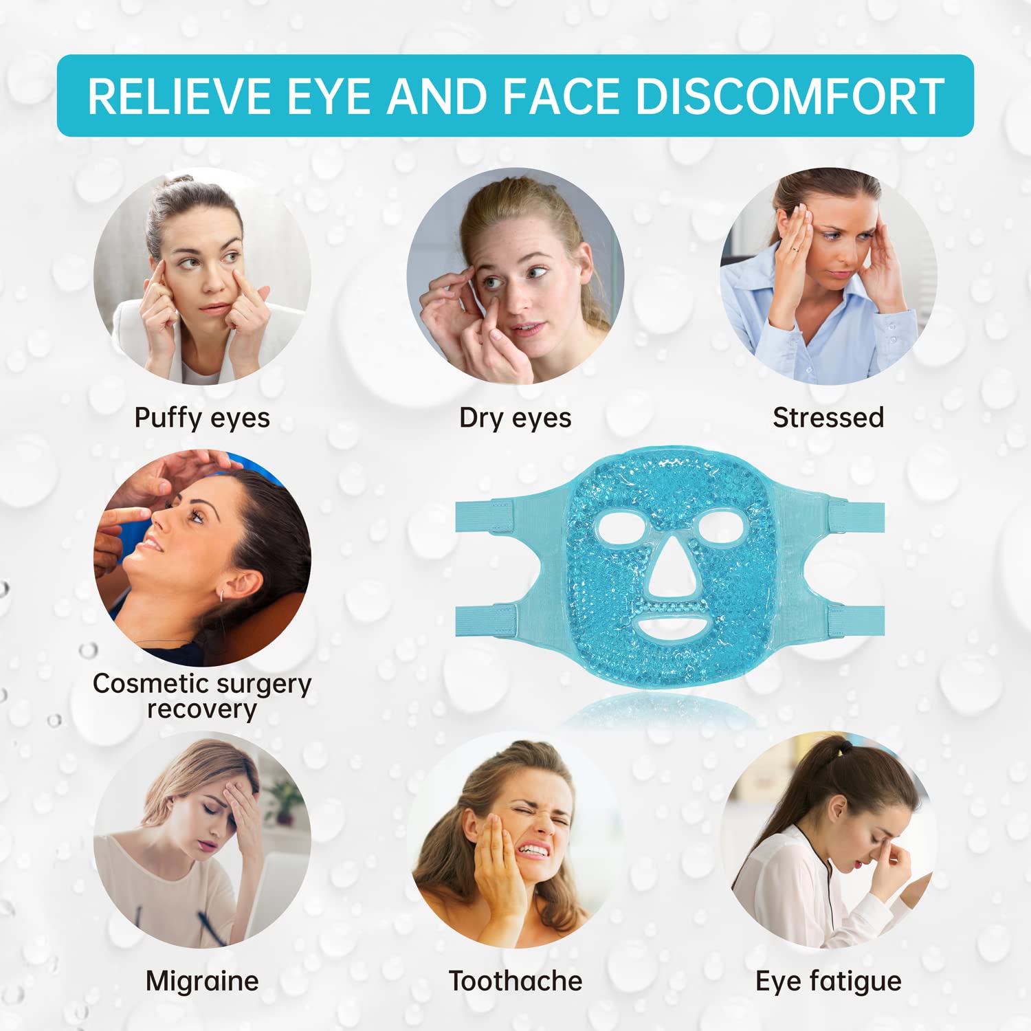 Cold Face Eye Mask Ice Pack Reduce Facial Puff, Dark Circles, Gel Hot Heat Cold Compress Pack, Face SPA Gift for Woman Sleeping - PrimeBioHealth - canada supplements