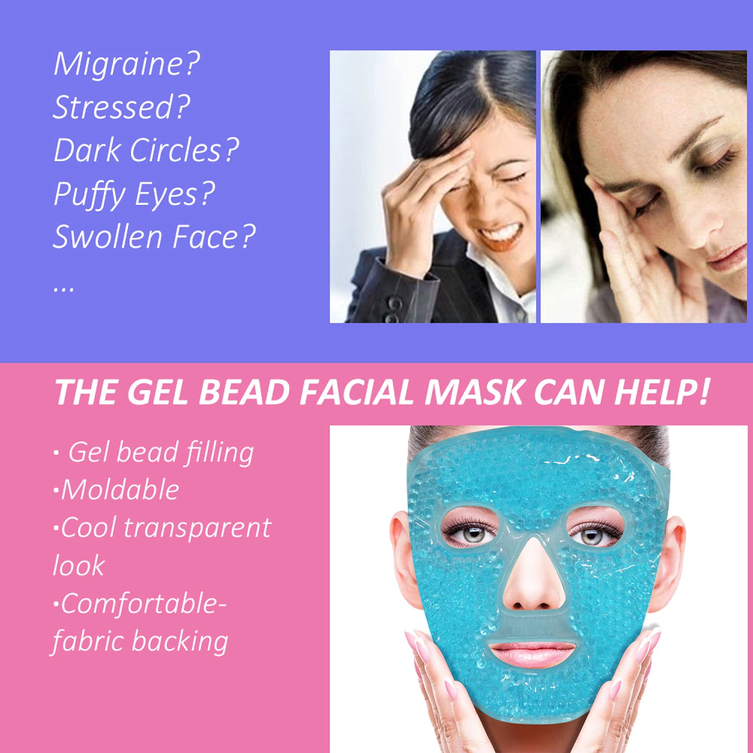 Cold Face Eye Mask Ice Pack Reduce Facial Puff, Dark Circles, Gel Hot Heat Cold Compress Pack, Face SPA Gift for Woman Sleeping - PrimeBioHealth - canada supplements