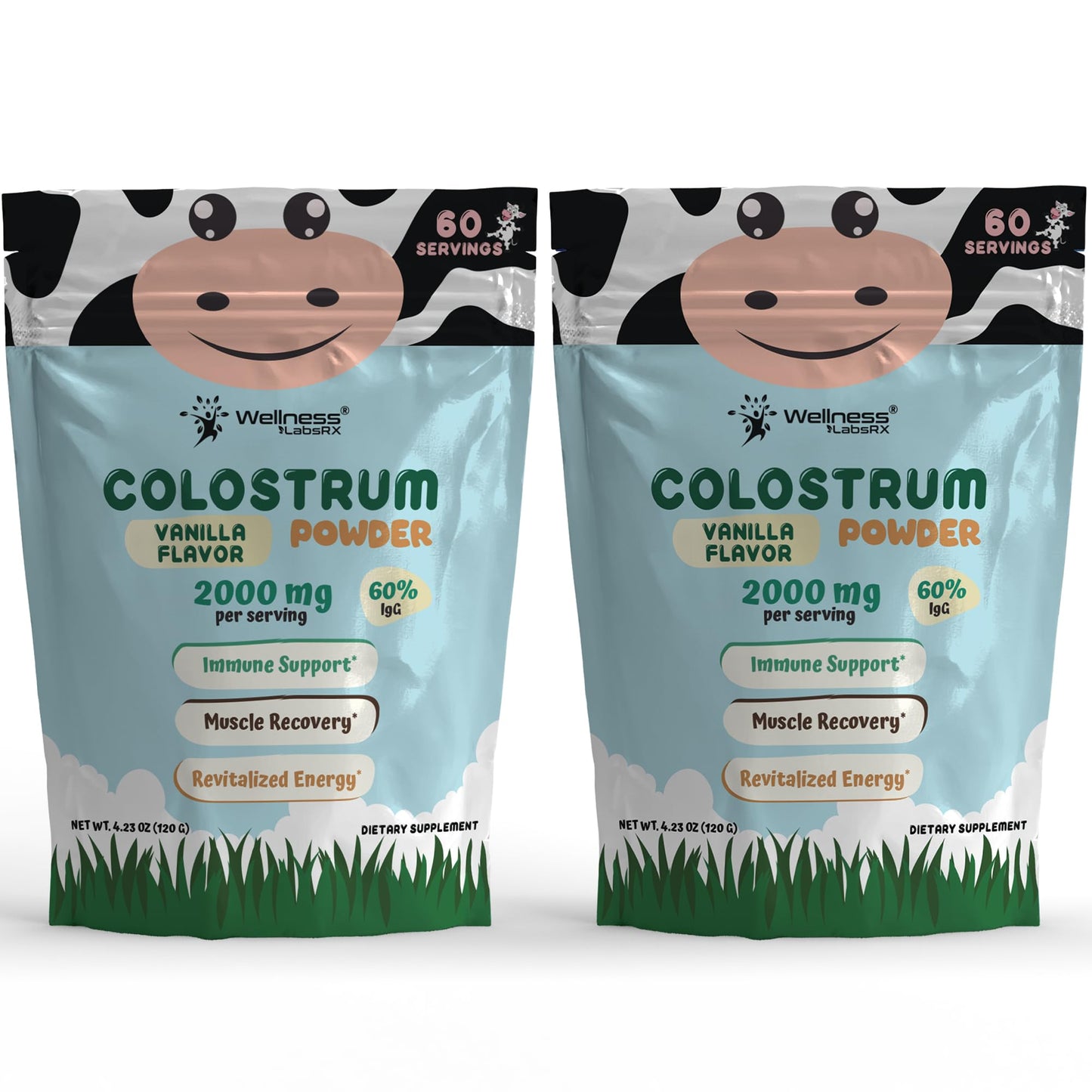 Colostrum Powder 2000mg - Vanilla Flavor, 60% IgG Bovine Colostrum Supplement for Gut Health, Immune Support, Clean Skin, Anti-Aging, Grass-Fed Calostro Bovino Powder, Keto, Gluten-Free - 60 Servings - PrimeBioHealth - canada supplements