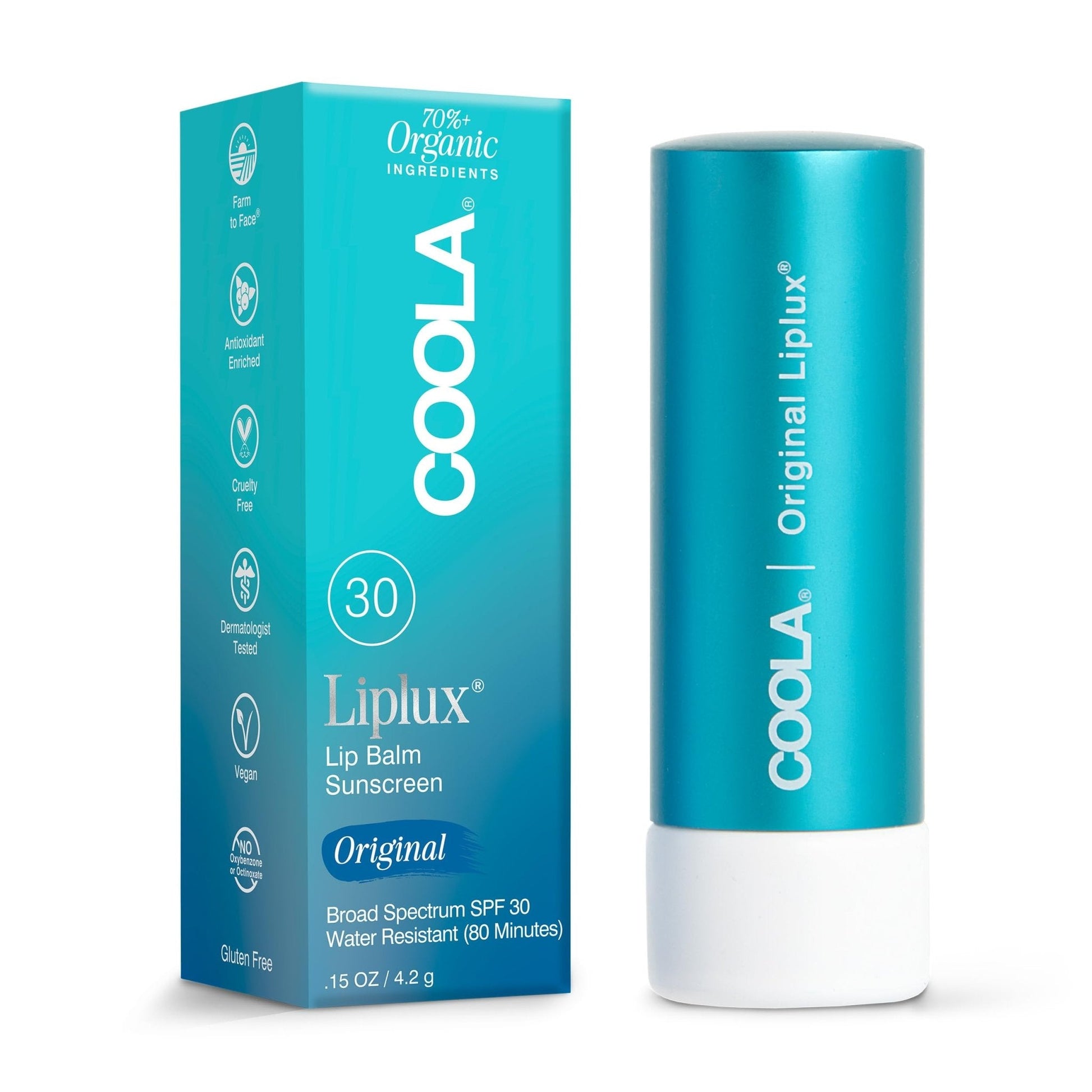 COOLA Organic Liplux Lip Balm and Sunscreen with SPF 30, Dermatologist Tested Lip Care for Daily Protection - PrimeBioHealth - canada supplements