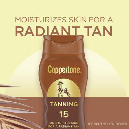 Coppertone Tanning Sunscreen Lotion, SPF 15, Lightweight and Non Greasy Sunscreen, Water Resistant, Oxybenzone Free - PrimeBioHealth - canada supplements