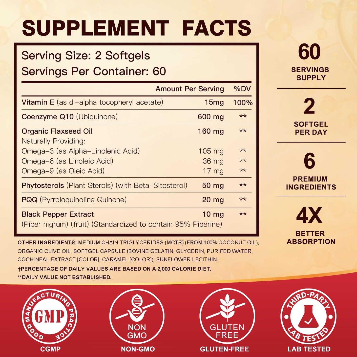 CoQ10 600 mg Softgels CoQ10 Supplement - CQ10 Coenzyme-Q10 w/ Omega 3 & PQQ & Vitamin E Support Heart & Antioxidant, CoQ10 400mg Softgels, 60 Servings - PrimeBioHealth - canada supplements
