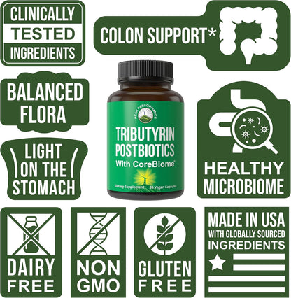 CoreBiome Tributyrin Postbiotic Supplement Clinically Tested for Gut Health. More Effective Than Sodium Butyrate Capsules. High Bioavailability Post Biotics for Digestive, Leaky Gut, Colon, Microbiome - PrimeBioHealth - canada supplements