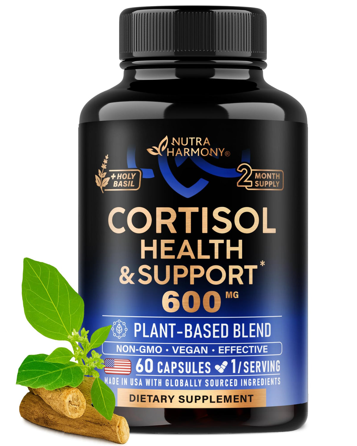 Cortisol Supplement for Women - Holy Basil | Ashwagandha | Rhodiola | L-Theanine - Plant-Based Hormone Balance - Mood, Focus & Sleep Support - Made in USA - PrimeBioHealth - canada supplements